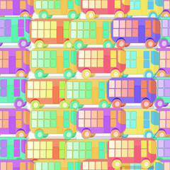 seamless pattern colored children with no gaps buses. 