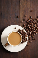 Coffee cup and coffee beans