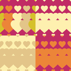 Set of 4 seamless vector background with decorative hearts. Print. Cloth design, wallpaper.