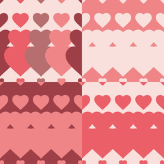 Set of 4 seamless vector background with decorative hearts. Print. Cloth design, wallpaper.