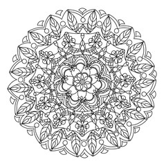Mandala flower coloring vector for adults