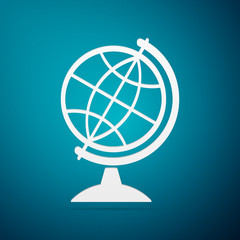 Obraz premium Geography earth globe flat icon on blue background. Vector Illustration