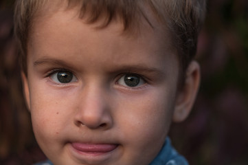 close-up portrait of child. funny little boy.