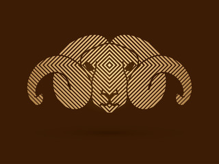 Sheep head with big horn designed using line square pattern graphic vector.