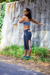 young woman stretching