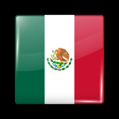 Flag of Mexico. Glossy Icon Square Shape