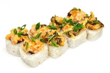 Japanese seafood sushi , roll, isolated