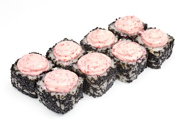 Japanese seafood sushi , roll,  isolated