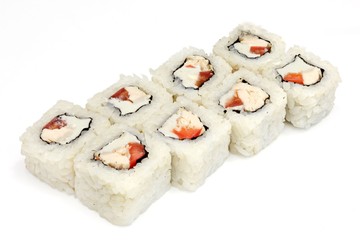 Japanese seafood sushi , roll, isolated