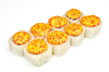Japanese seafood sushi , roll, isolated