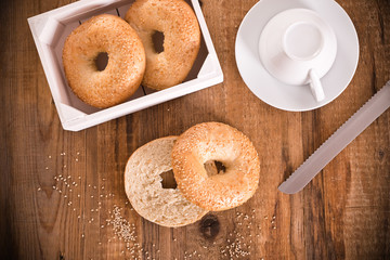Sesame bagels. 