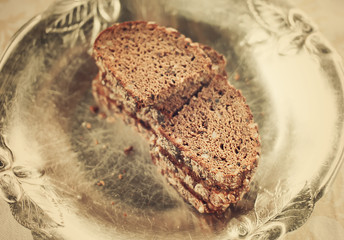 Sliced bread on the plate