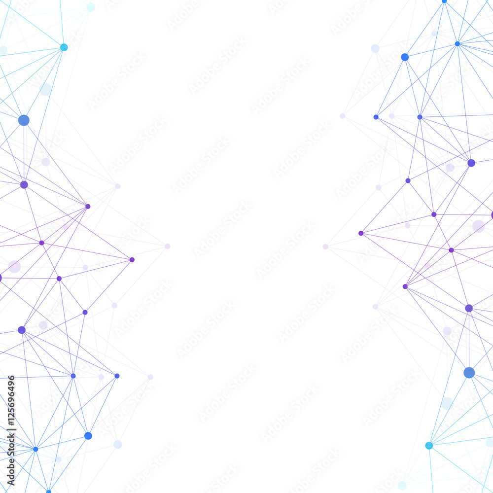 Aufkleber Geometric abstract background with connected line and dots. Graphic background for your design. Vector illustration.