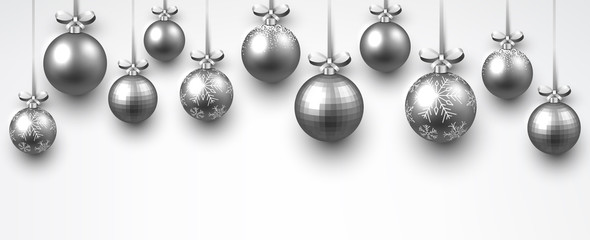 New Year banner with Christmas balls.