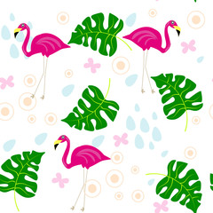 Flamingo pattern seamless. Vector stock.