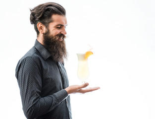 Fototapeta premium bearded man with noalcoholic cocktail