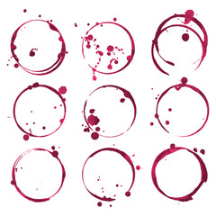 Red wine stains. Traces wine splashes set. Vector. - 125697495