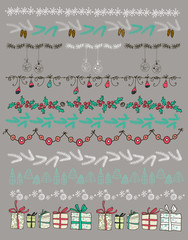 Vector illustration. Set of Christmas and decorative elements.