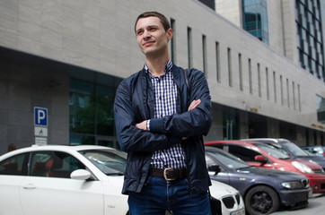 Young man resting and walking