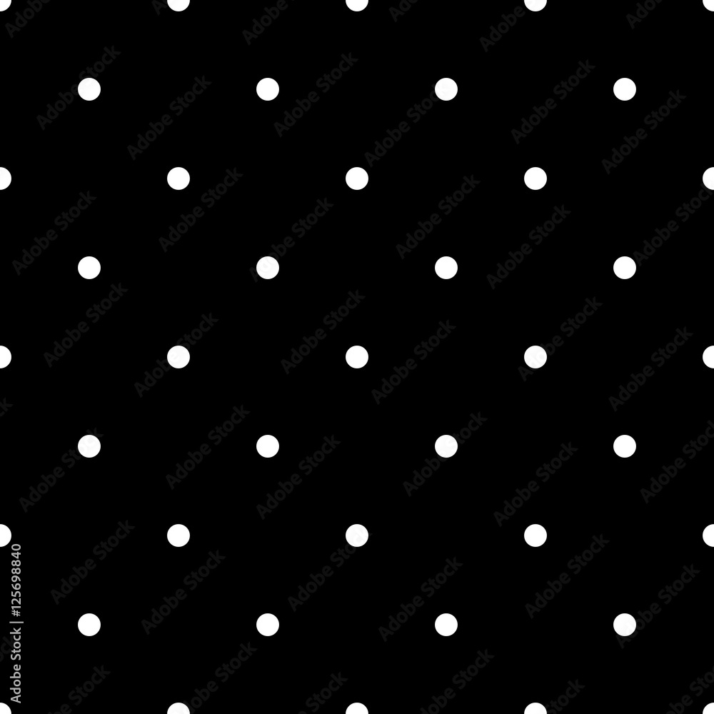 Poster seamless polka dot pattern. white dots on black background. vector illustration.