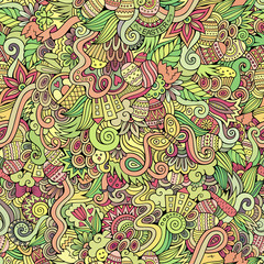 Easter doodles vector seamless pattern