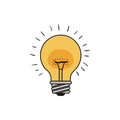 yellow bright bulb light icon over white background. vector illustration