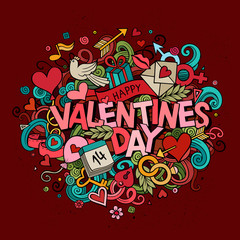 Cartoon vector hand drawn Doodle Happy Valentines Day 