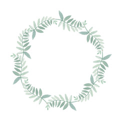Beautiful watercolor wreath with branches of eucalyptus. Illustrations.