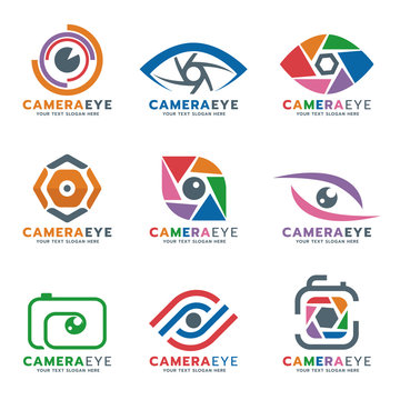 Camera and eye logo vector set design