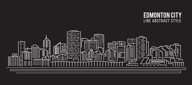 Cityscape Building Line art Vector Illustration design - Edmonton city