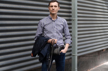 Young man resting and walking