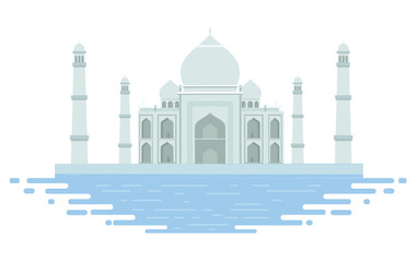 Taj Mahal vector art with water in Agra, India