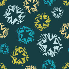 Seamless vector background with decorative stars. Print. Cloth design, wallpaper.