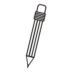 silhouette of pencil with eraser icon over white background. vector illustration