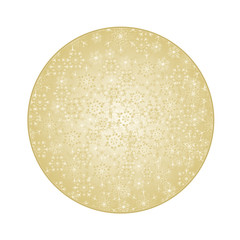 Button  circle Christmas with snowflakes gold background  vector illustration