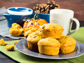 Pumpkin and apple muffins for breakfast