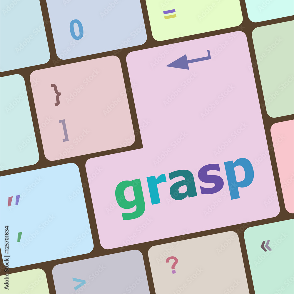 Poster computer keyboard button with grasp button