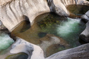 Natural pools of Los Pilones in the Garganta de los infiernos gorge, Jerte valley, Caceres (Spain)