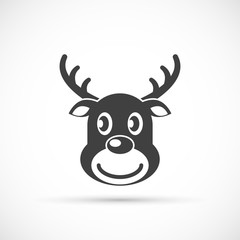 Reindeer christmas icon flat