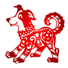 Zodiac Sign for Year of Dog. The Chinese traditional paper-cut art