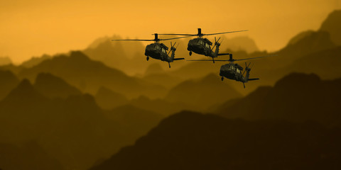 Helicopter Attack - obrazy, fototapety, plakaty