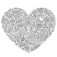 Fototapeta premium Set of Africa cartoon doodle objects