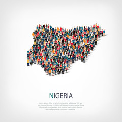people map country Nigeria vector - obrazy, fototapety, plakaty