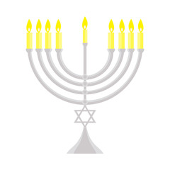 happy Hanukkah, Jewish holiday. Hanukkah menorah isolated on white background