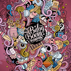 Cartoon cute doodles hand drawn Baby illustration