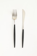 Knife and fork isolated on white background