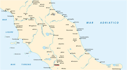 Obraz premium Simple outline vector map of central italia