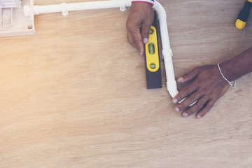 electrician builder main circuit breaker on plywood; determine pipeline
