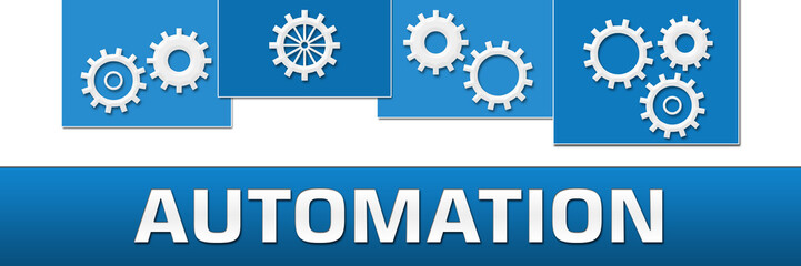 Obraz premium Automation Gears Blue Squares On Top 
