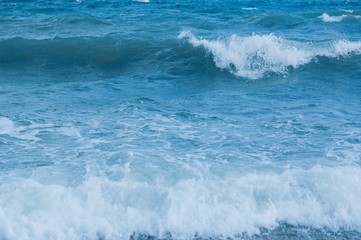 Splashing waves on the sea